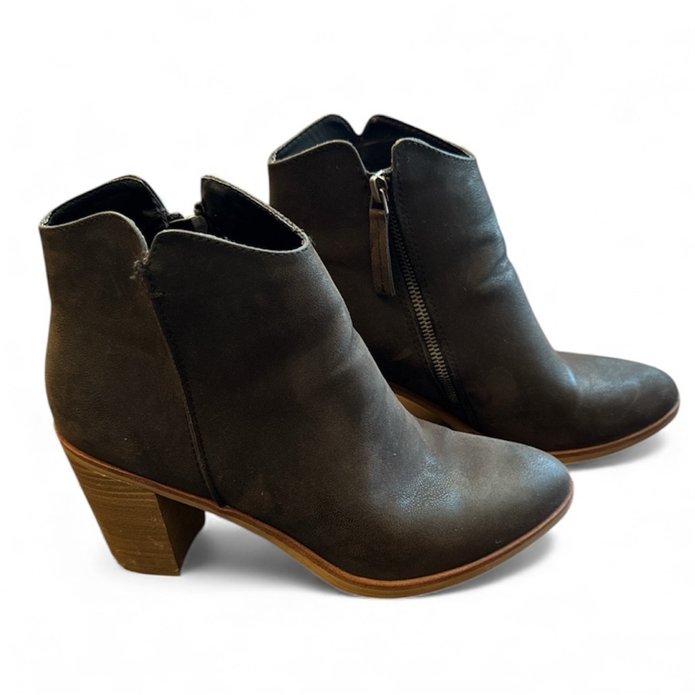 MIA Black Ankle Booties with Brown Heel